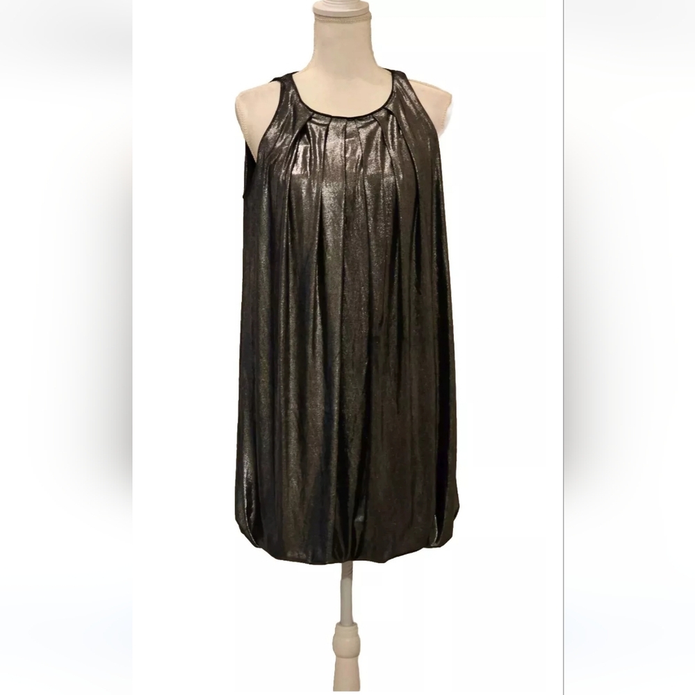 A. B. S By Allen Schwartz Liquid Silver Gray Bubble Shift Cocktail Party Dress S